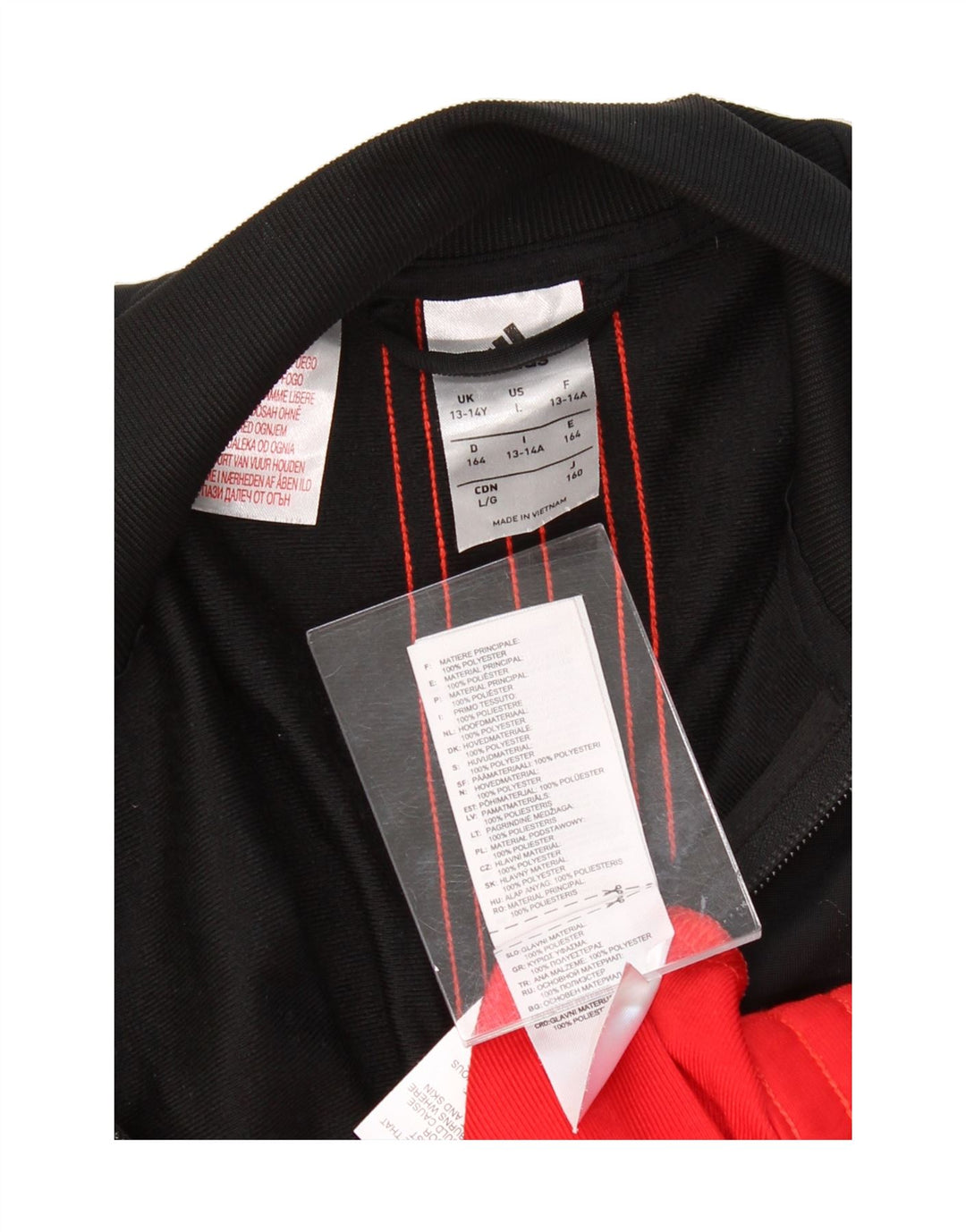 ADIDAS Boys Tracksuit Top Jacket 13-14 Years Red Colourblock Polyester Vintage Adidas and Second-Hand Adidas from Messina Hembry 