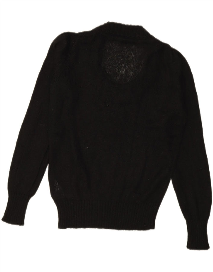 BENETTON Womens Crew Neck Jumper Sweater UK 14 Medium Black Acrylic Vintage Benetton and Second-Hand Benetton from Messina Hembry 