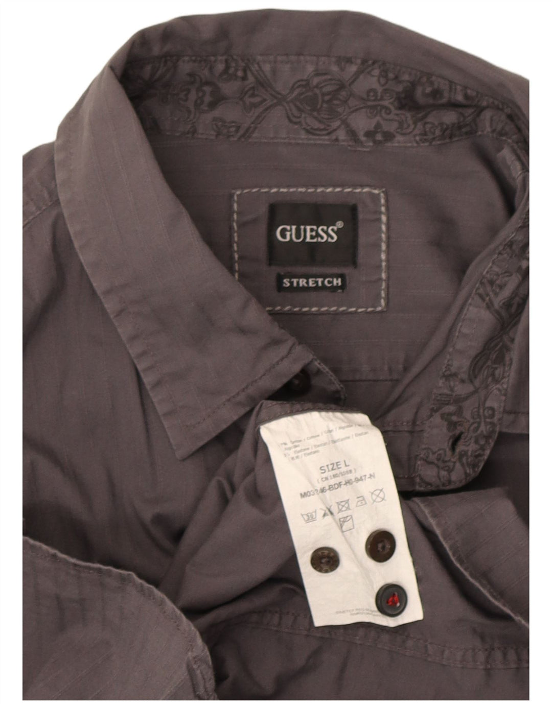 Мужская рубашка Guess, большая серая хлопковая рубашка
