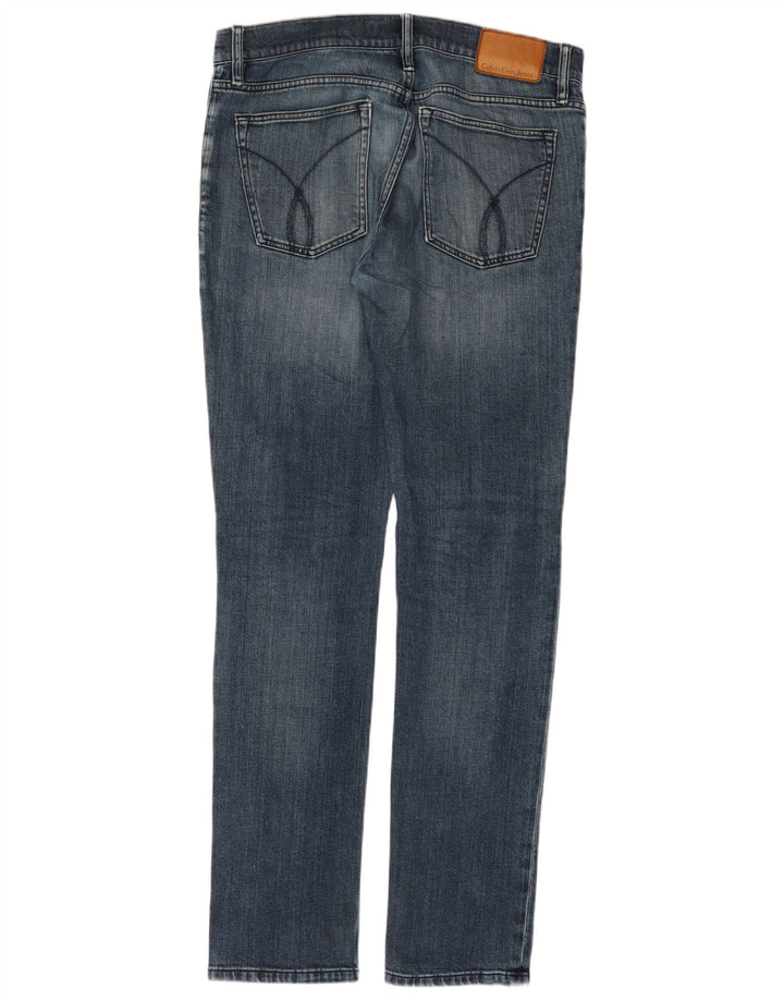 Мужские потертые узкие джинсы CALVIN KLEIN W32 L34, синий хлопок