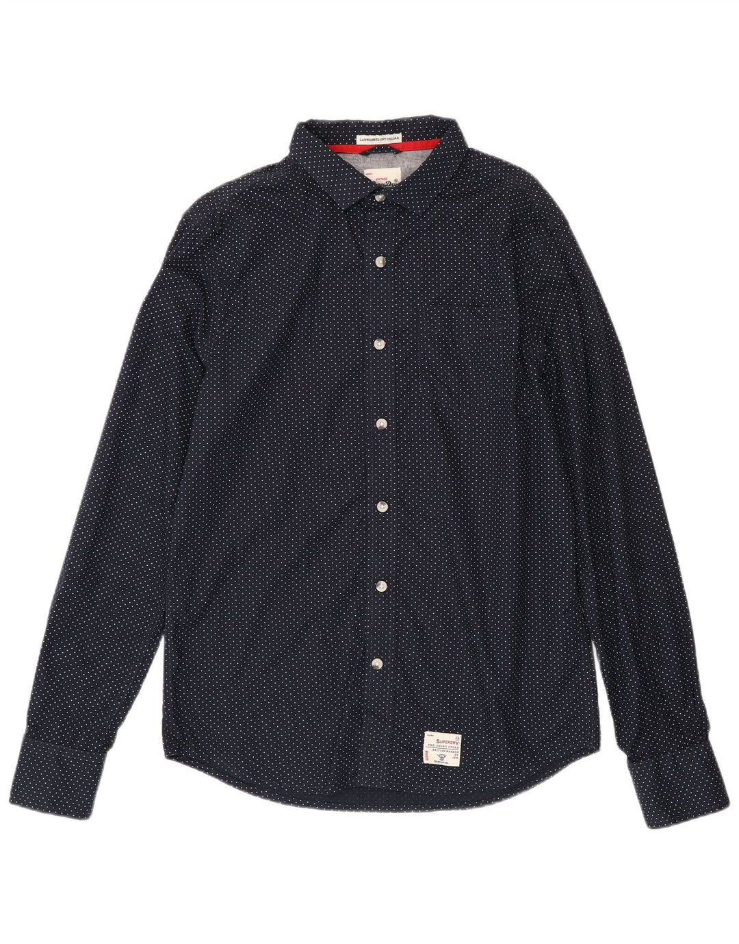 Мужская рубашка Superdry XL, темно-синяя, хлопок в горошек