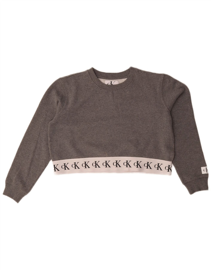 Женский укороченный свитшот Calvin Klein Jeans UK 14, средний серый