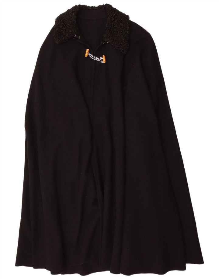 Винтажное женское пальто-пончо, один размер, черное