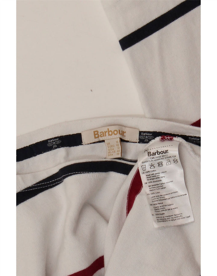 Женский топ BARBOUR с длинным рукавом UK 16, хлопок в большую белую полоску