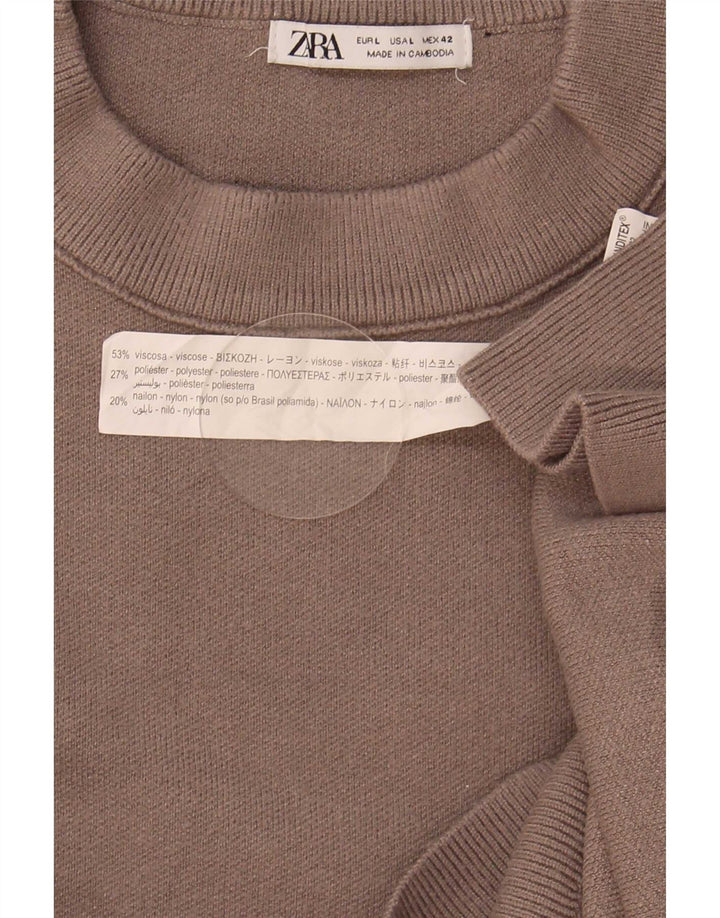 Мужской джемпер с круглым вырезом Zara, большой коричневый вискозный свитер