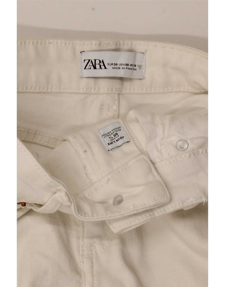 Женские расклешенные джинсы Zara EU 38, маленькие W28 L26, белый хлопок