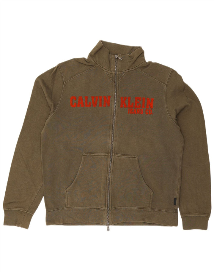 CALVIN KLEIN JEANS Мужской спортивный костюм с графическим рисунком, верхняя куртка, большой хлопок цвета хаки