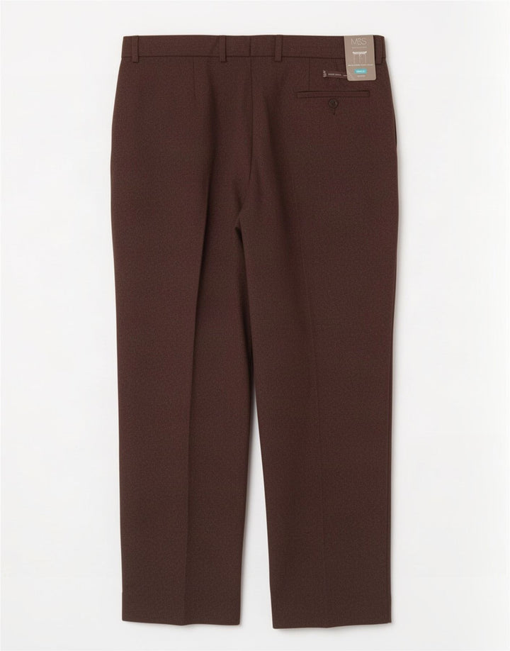 Мужские костюмные брюки классического кроя Marks & Spencer W40 L31 коричневые из полиэстера