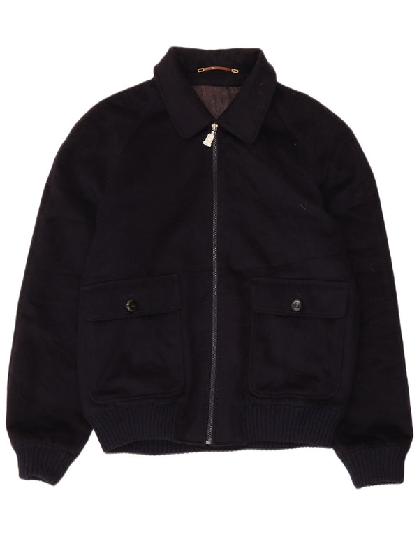 Steinbock Mens Bomber Jacket IT 52 XL Navy Blue Virgin Wool
