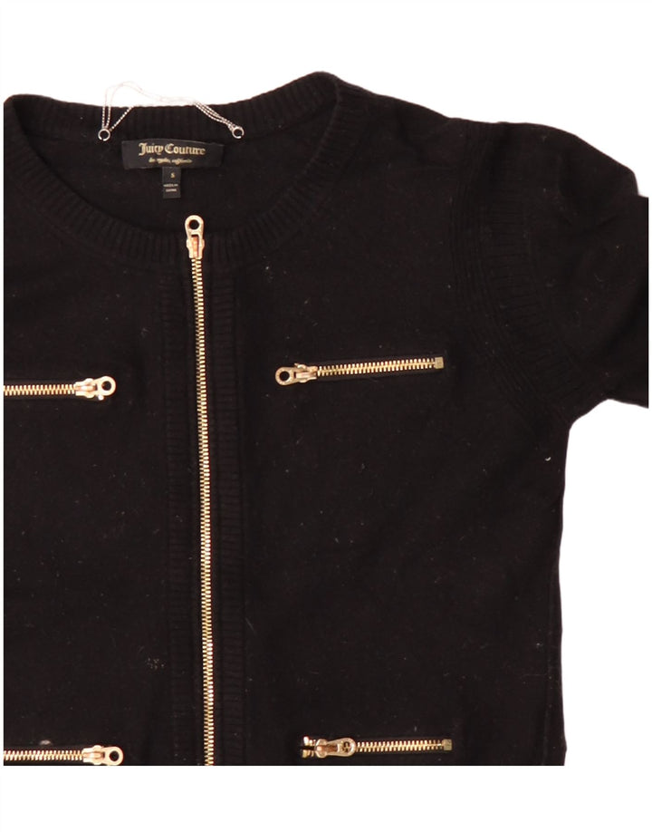 Женский укороченный кардиган Juicy Couture UK 10, маленький черный шерстяной свитер