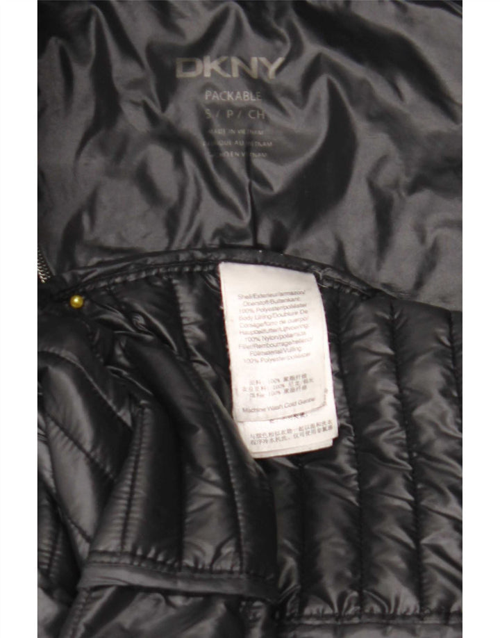 Женское стеганое пальто с капюшоном Dkny UK 10, маленький черный полиэстер