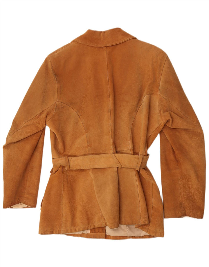 Винтажная женская замшевая куртка UK 14, кожа среднего коричневого цвета