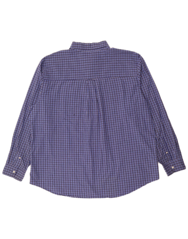 Мужская рубашка Chaps Easy Care 2XL, синяя, хлопок в мелкую клетку