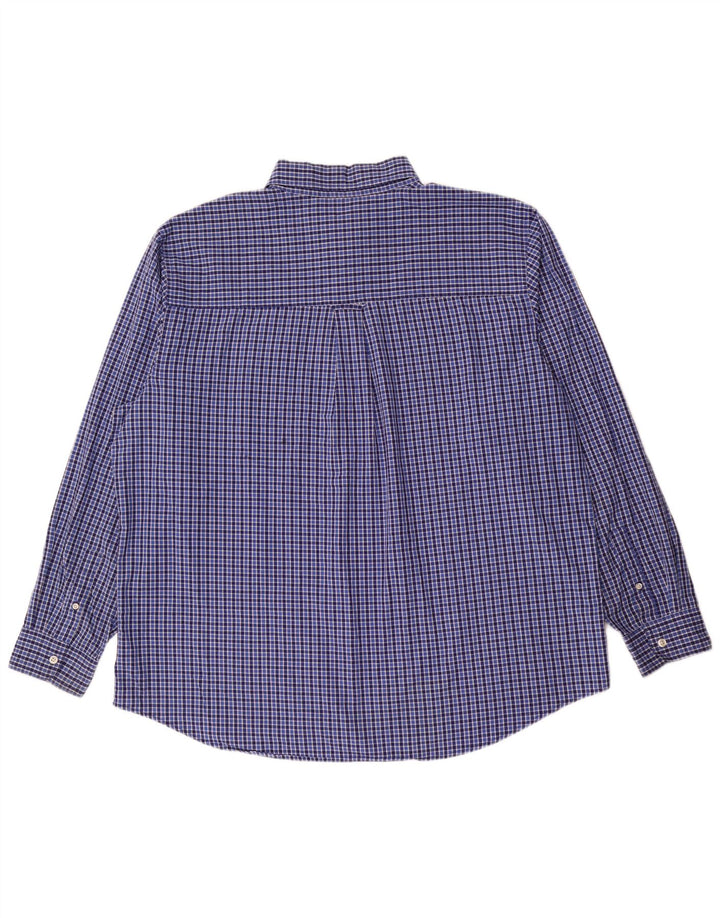 Мужская рубашка Chaps Easy Care 2XL, синяя, хлопок в мелкую клетку