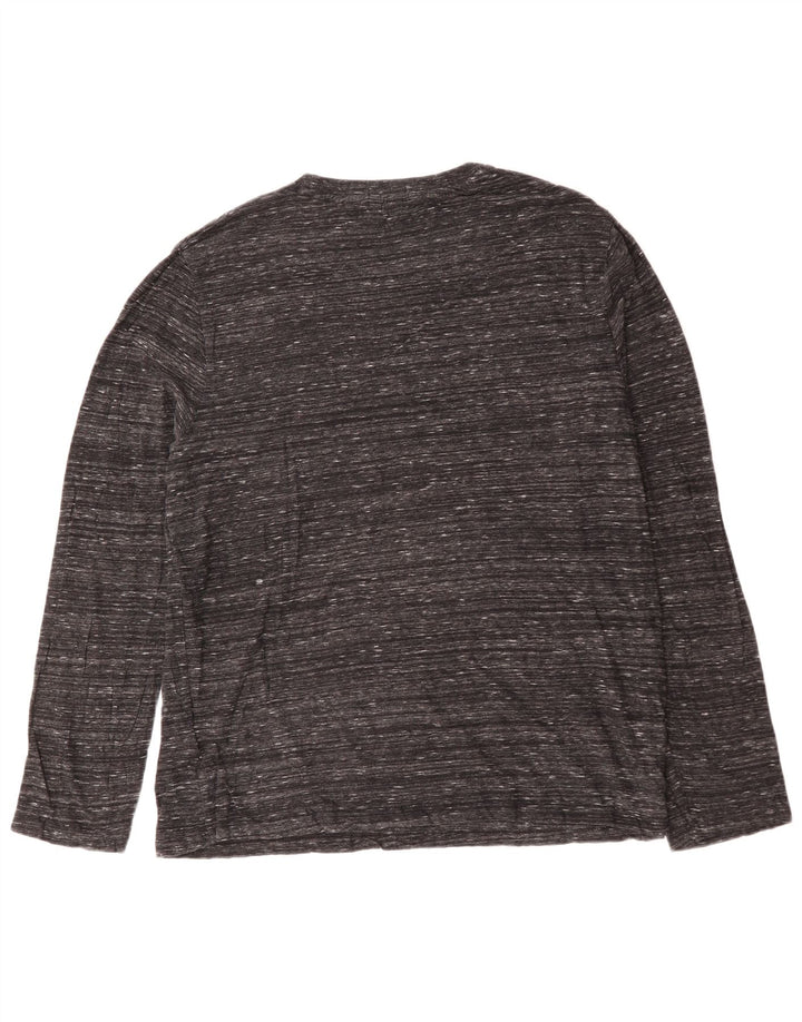 SUPERDRY Мужской топ с длинным рукавом 3XL, серый хлопок с крапинками