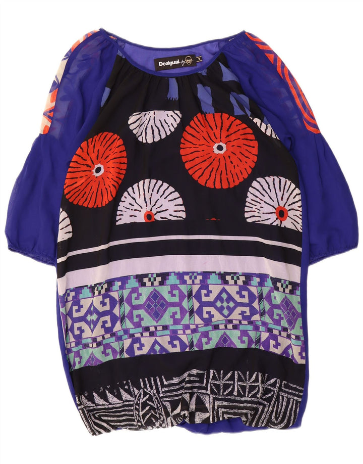 Женское платье-кафтан с рукавом 3/4 Desigual, Великобритания 14, средний синий в стиле пэчворк