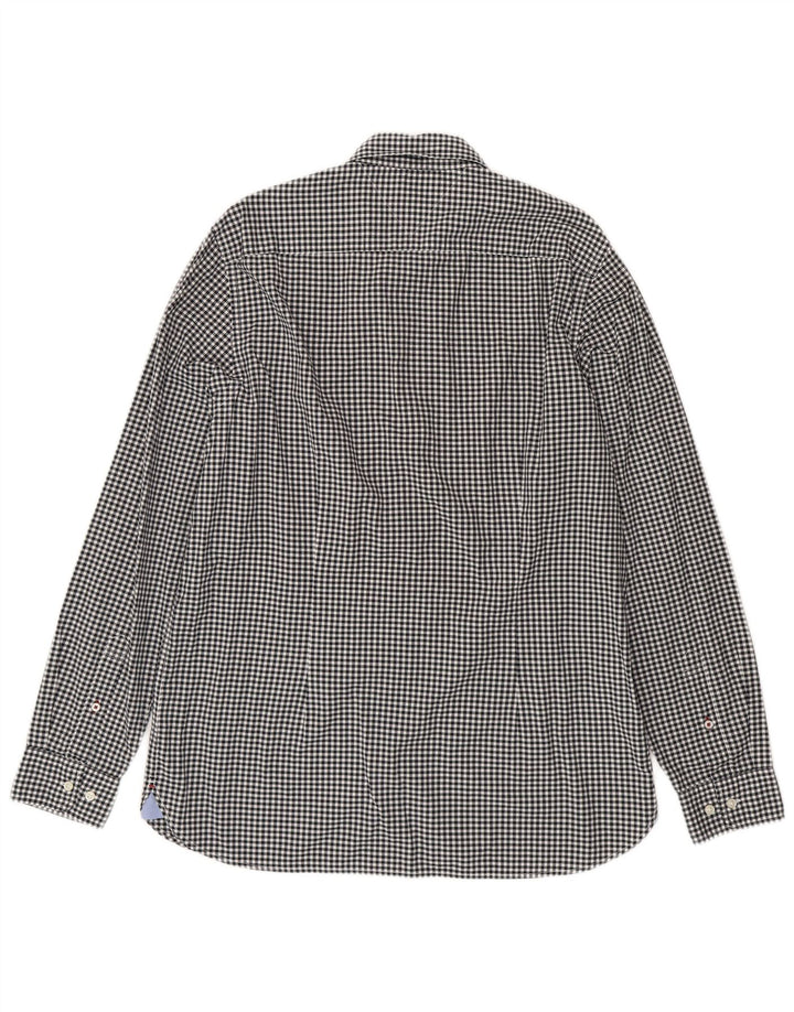 Мужская рубашка Tommy Hilfiger XL черная, хлопок в мелкую клетку