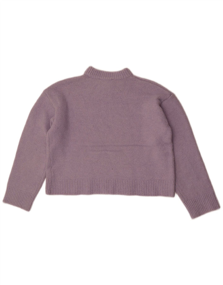 Женский укороченный джемпер с круглым вырезом Zara UK 14, средний фиолетовый полиэстер