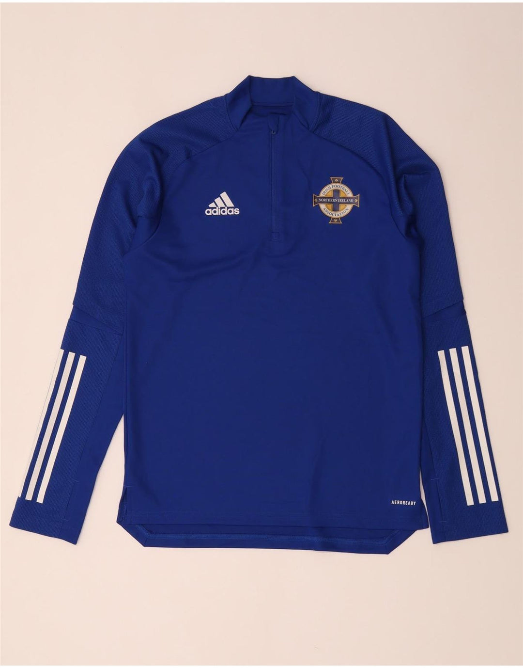 Мужской пуловер с воротником на молнии Adidas для ирландского футбола, маленький синий