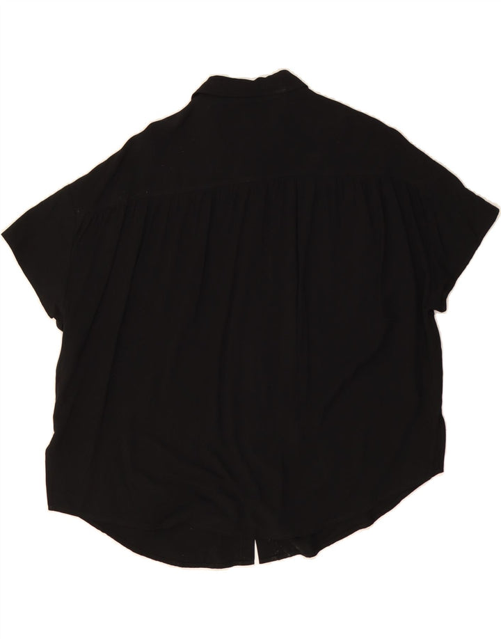 BENETTON Womens Oversized Short Sleeve Shirt UK 10 Small Black Viscose Vintage Benetton and Second-Hand Benetton from Messina Hembry 
