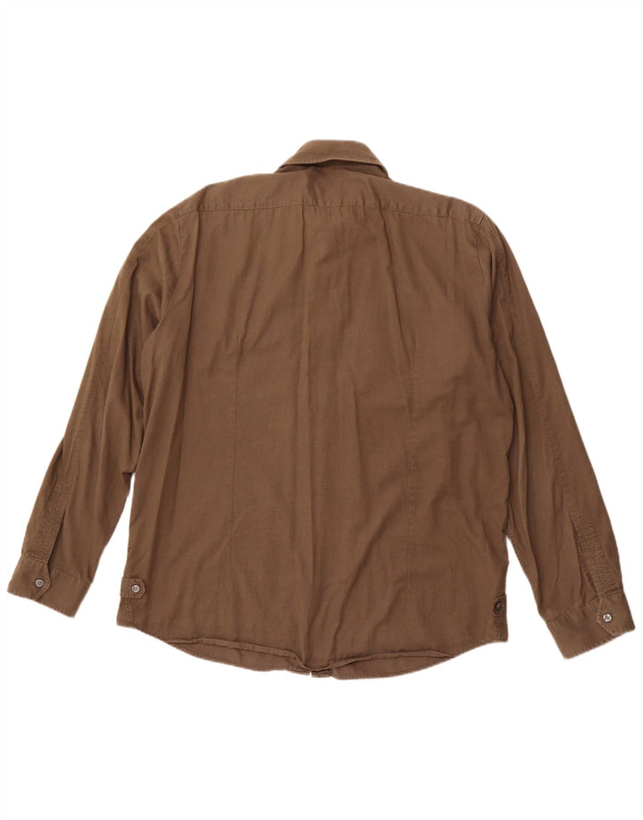 Мужская приталенная рубашка HUGO BOSS XL коричневая