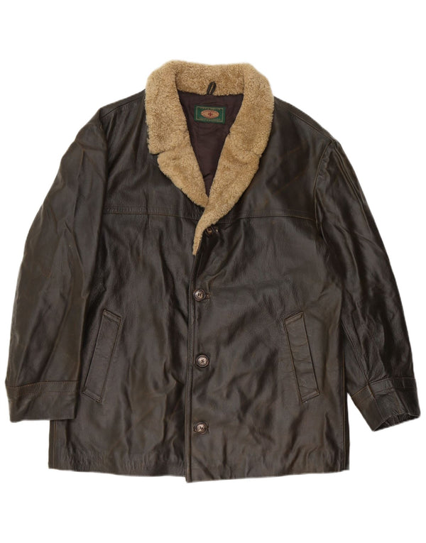 LAVORAZIONE ARTIGIANALE Мужская кожаная куртка UK 40, большая коричневая кожа