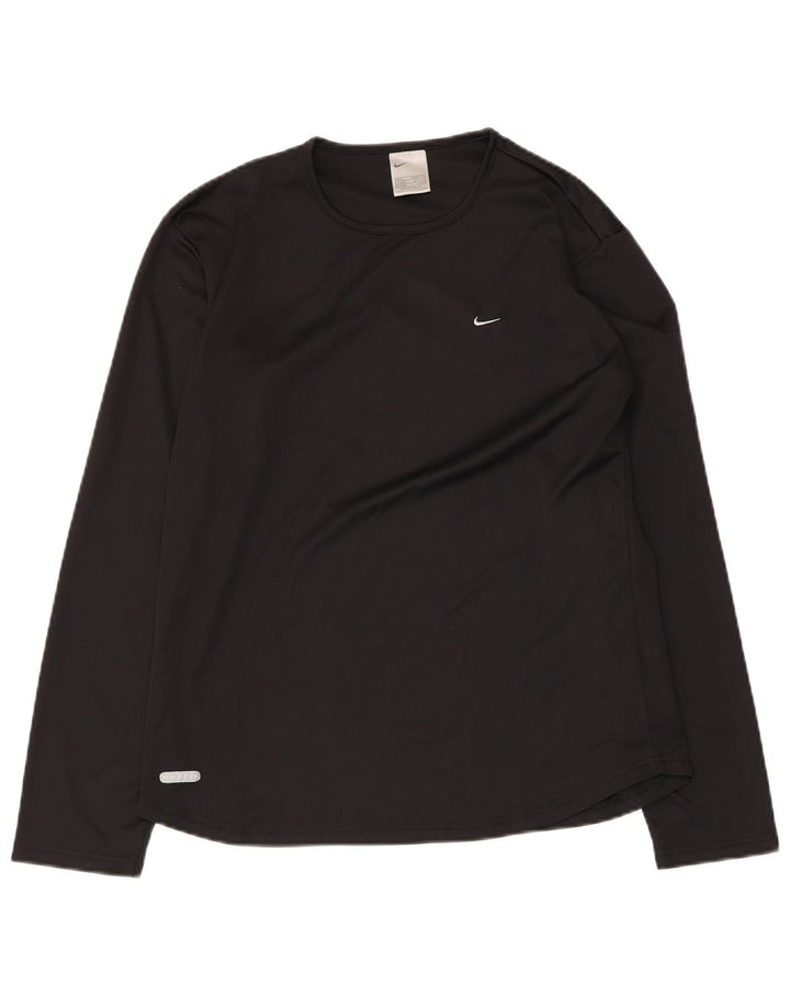 Женский топ Nike Dri Fit с длинным рукавом UK 14/16, большой черный полиэстер