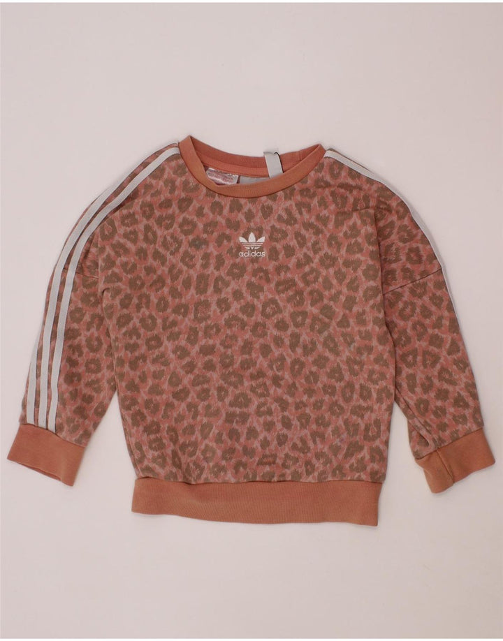 Полный спортивный костюм ADIDAS для маленьких девочек 18–24 месяцев, розовый хлопок с животным принтом
