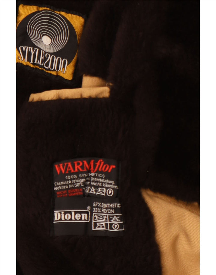 DIOLEN Мужское двубортное пальто из шерпы UK 38 Средне-коричневый Синтетика