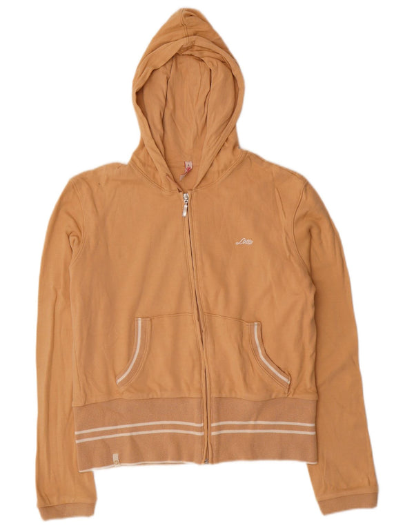 LOTTO Женский укороченный свитер с капюшоном на молнии, UK 16, большой, бежевый, хлопок