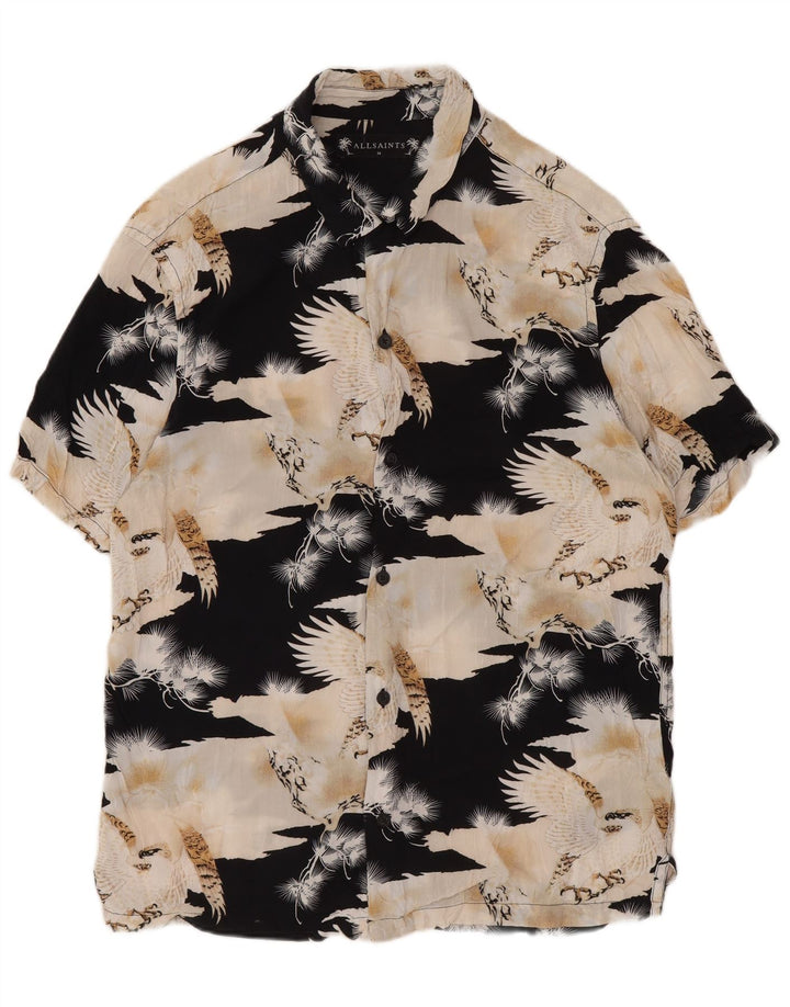 Мужская рубашка с рисунком All Saints, средний цвет, вискоза с цветными блоками