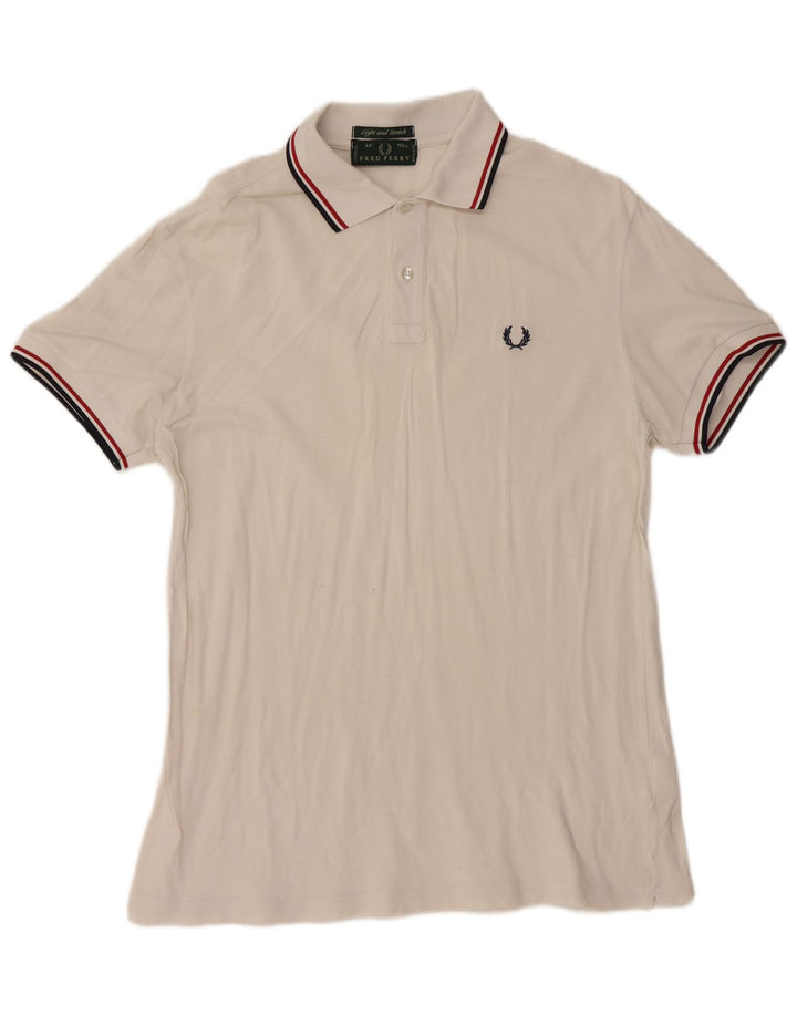 Мужская рубашка-поло FRED PERRY среднего размера, белый хлопок, хлопок