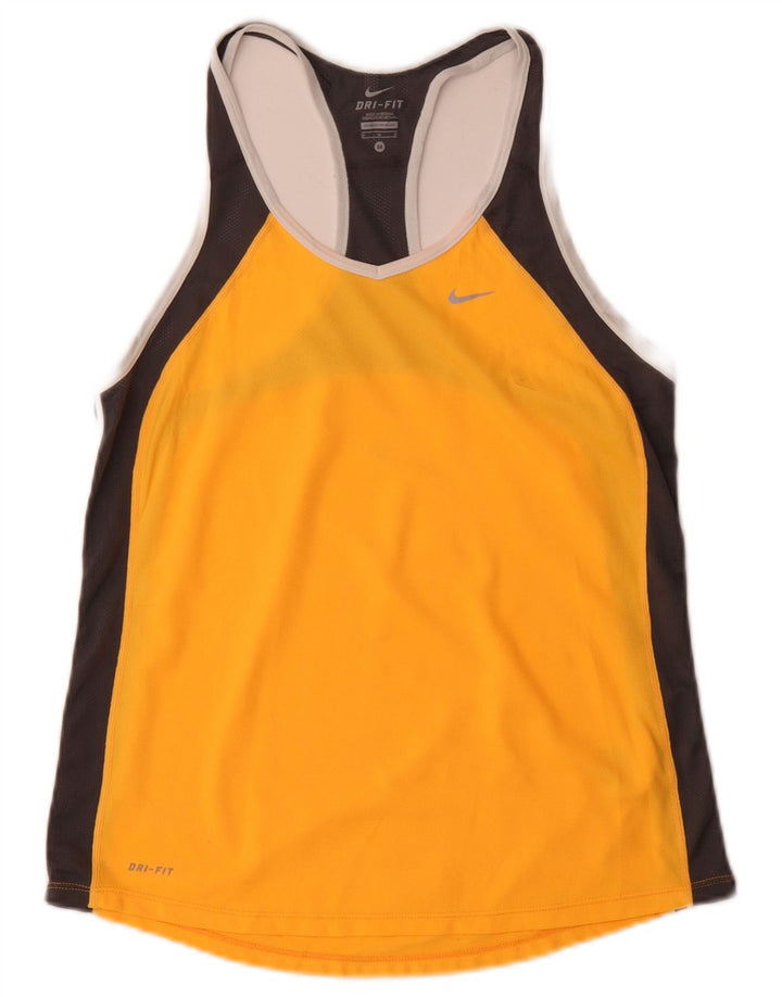 Женский жилет Nike Dri Fit UK 12, средний желтый полиэстер с цветными блоками