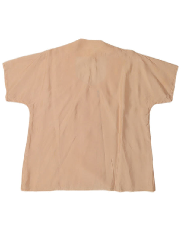 Винтажная женская блузка-рубашка с коротким рукавом, Великобритания, 18 XL, бежевая
