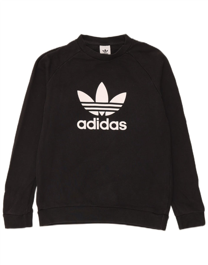 Мужской свитшот Adidas с рисунком, хлопковый джемпер среднего размера, черный