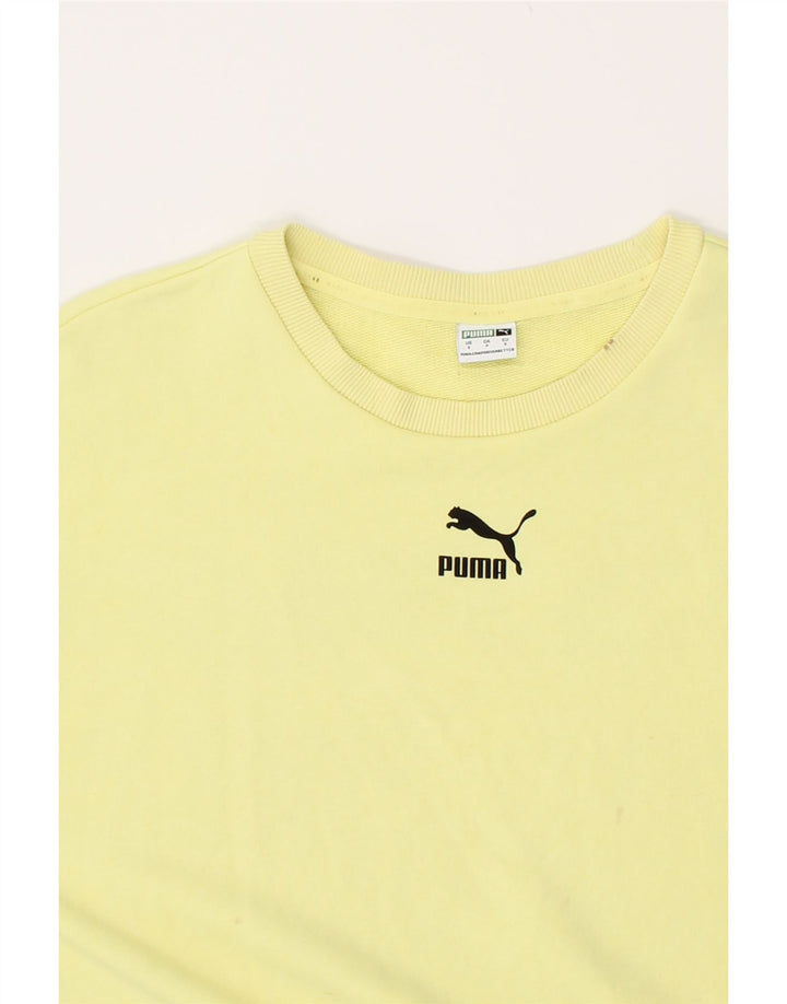 PUMA Mens Graphic Sweatshirt Jumper Small Yellow Cotton | Vintage Puma | Thrift | Second-Hand Puma | Used Clothing | Messina Hembry 