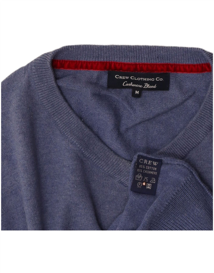 CREW CLOTHING Mens V-Neck Jumper Sweater Medium Blue Cotton