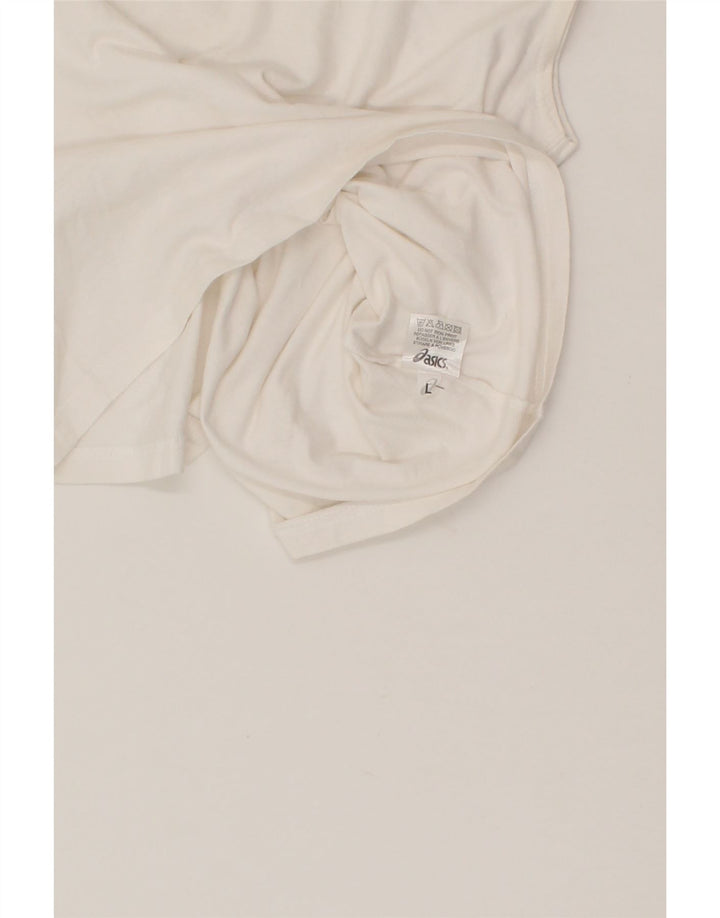 ASICS Womens Vest Top UK 14 Large White Cotton Vintage Asics and Second-Hand Asics from Messina Hembry 
