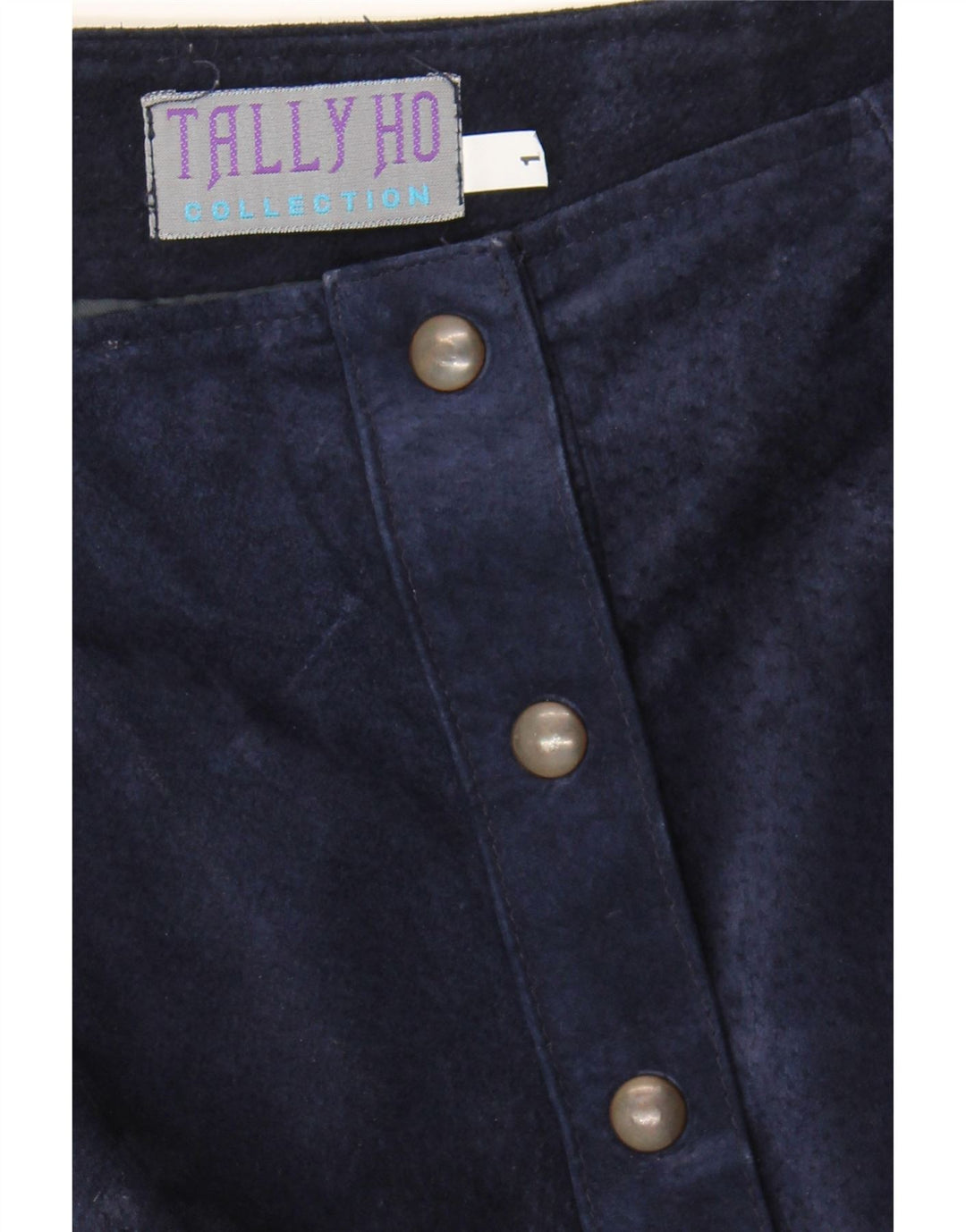TALLY HO Womens Suede Skirt W26 Small Navy Blue Leather Vintage Tally Ho and Second-Hand Tally Ho from Messina Hembry 