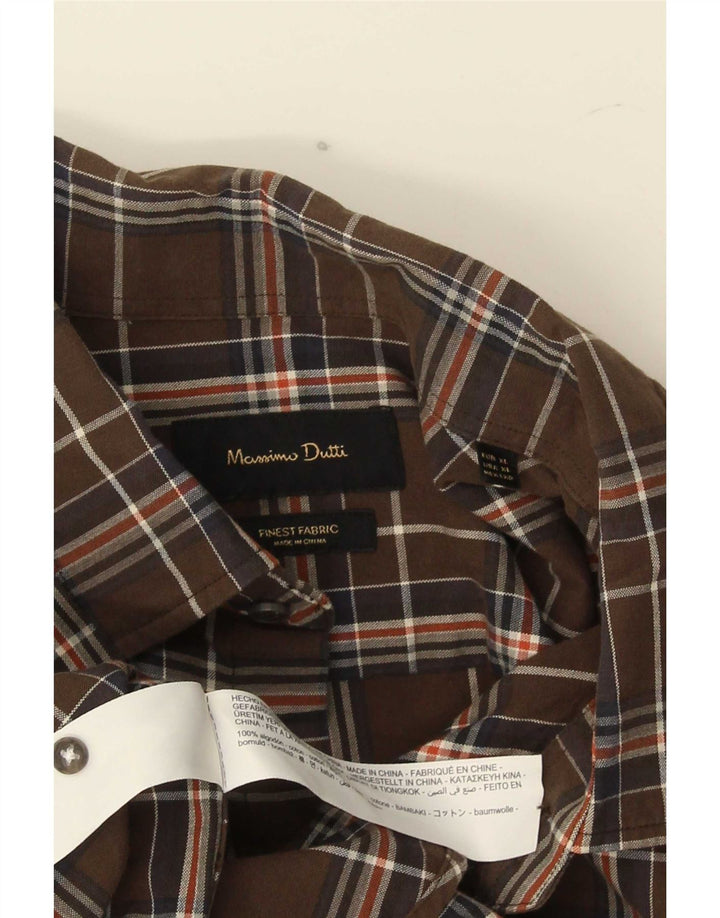 Мужская рубашка Massimo Dutti XL, коричневая клетка, хлопок
