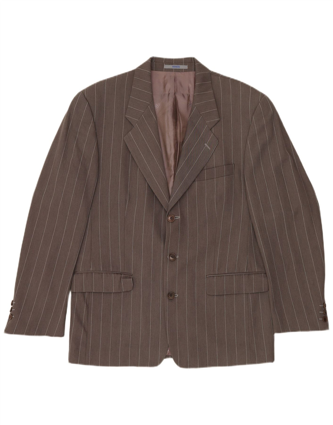 Мужской пиджак KENZO на 3 пуговицах IT 50, большая серая шерсть в тонкую полоску