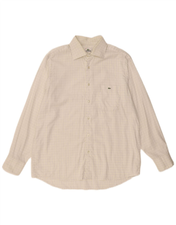 Мужская рубашка Lacoste, размер 44 XL, хлопковая белая клетка