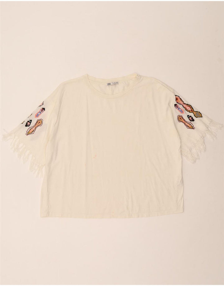 Женская футболка Zara Top UK 16, большой белый хлопок