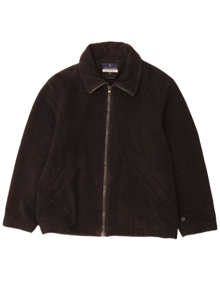 Мужская ветровка свободного покроя Trussardi IT 46, маленькая, черная шерсть