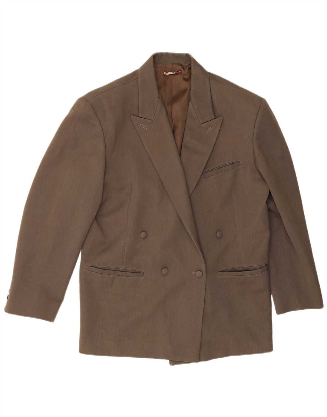 Винтажный мужской двубортный пиджак IT 52 XL Коричневый полиэстер