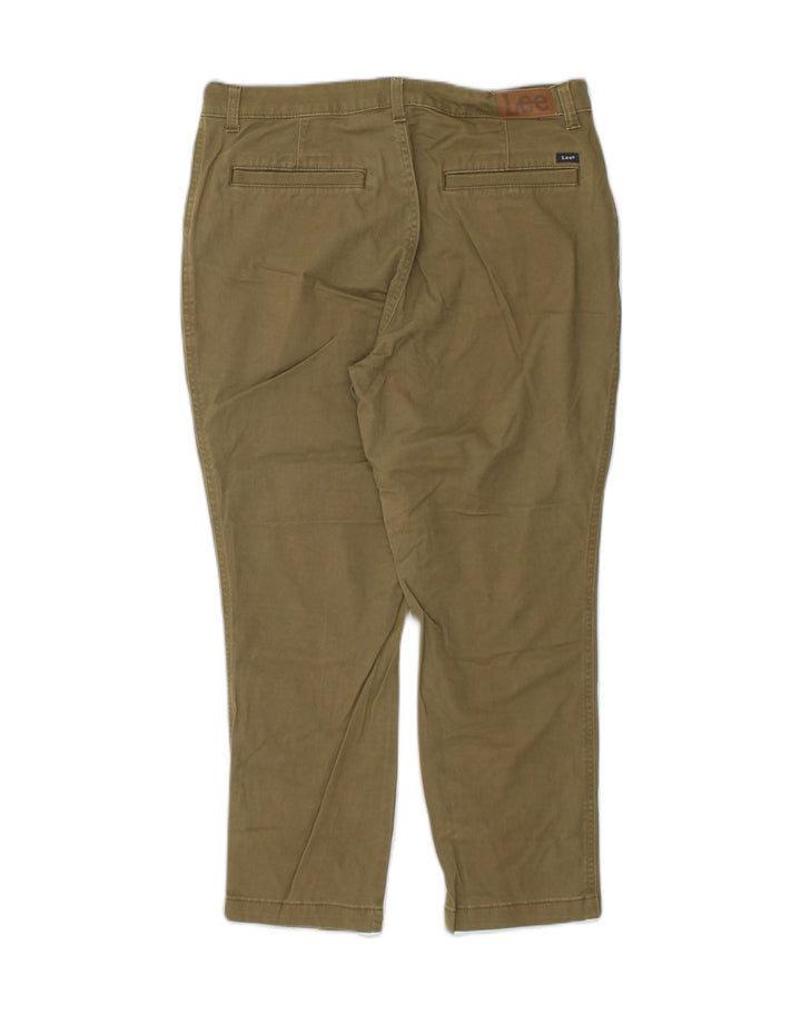 LEE Womens Regular Fit High Waist Slim Cropped Trousers W32 L24  Khaki | Vintage Lee | Thrift | Second-Hand Lee | Used Clothing | Messina Hembry 