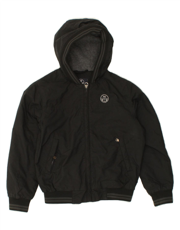 NORTH SAILS Boys Hooded Bomber Jacket 7-8 Years Black Polyester Vintage North Sails and Second-Hand North Sails from Messina Hembry 
