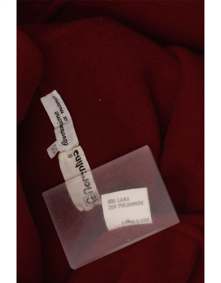 Винтажное женское двубортное пальто оверсайз IT 50 XL из красной шерсти