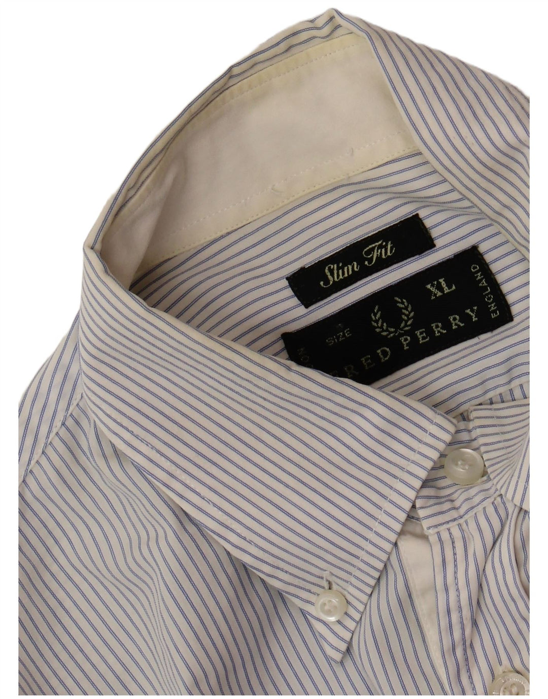 FRED PERRY Мужская рубашка приталенного кроя XL синяя в тонкую полоску