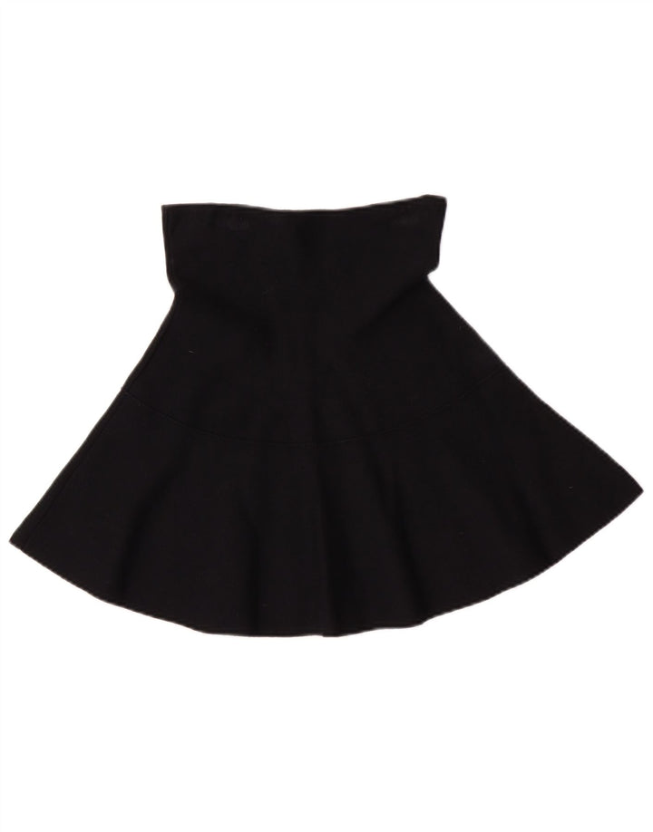 Zara Женская юбка-трапеция с завышенной талией, средний W24, черная вискоза